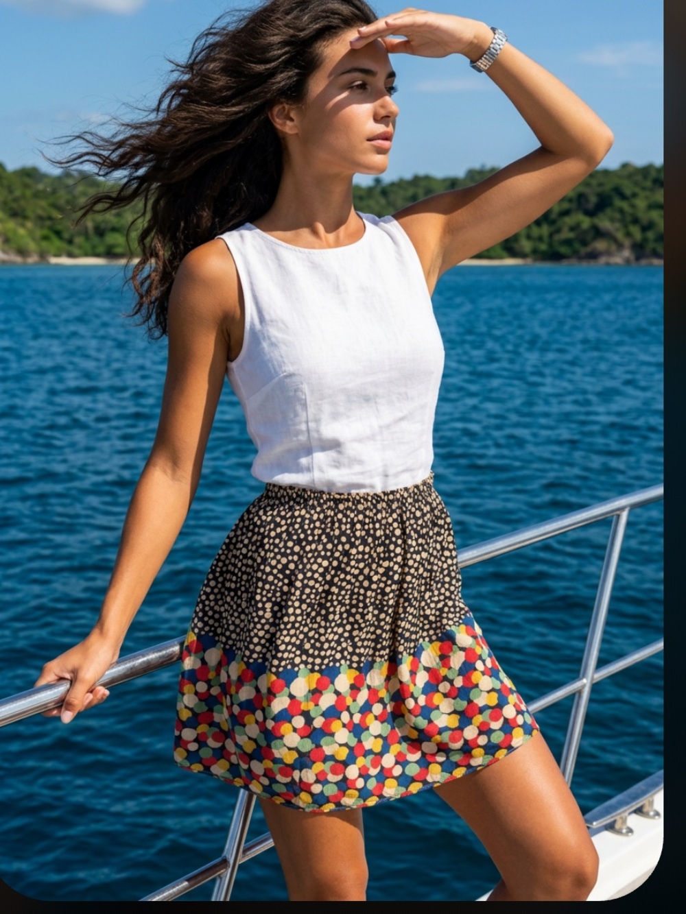 COREY LYNN CALTER Anthropologie 100% Silk Pull On Skirt Black Orange Polka Dot